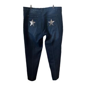 Sofia's Jeans Star Sequined Back Pockets Med Dark Wash Straight Legs Size 22